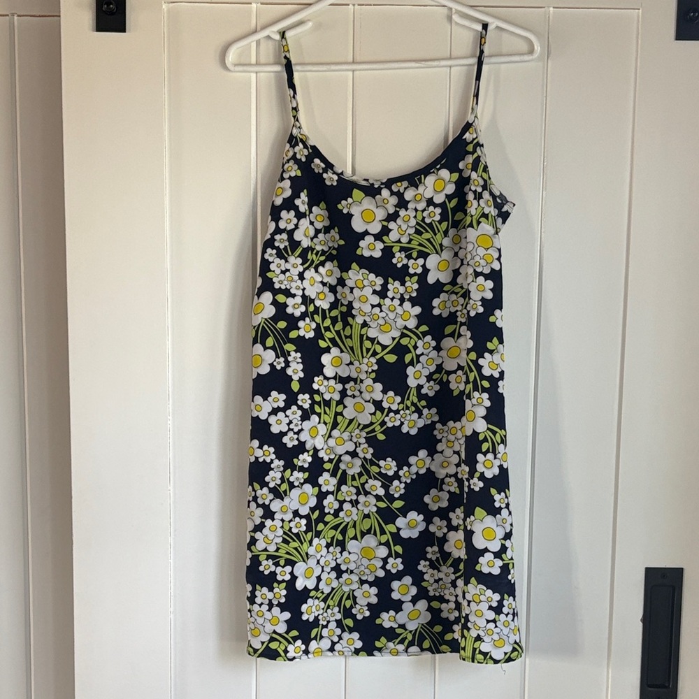 R-Wear/Rampage Floral Slip Dress in Navy with White & Lime Flowers